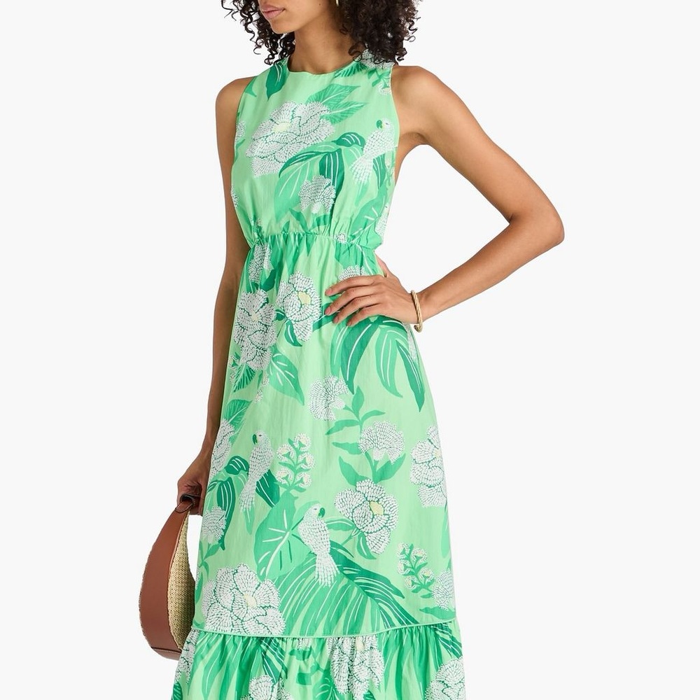 FARM Rio Green Dewdrop Floral Maxi Dress